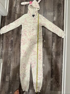 Hello Kitty 🐱 Cream and Pink Bunny-Ear Hooded Kids One-Piece